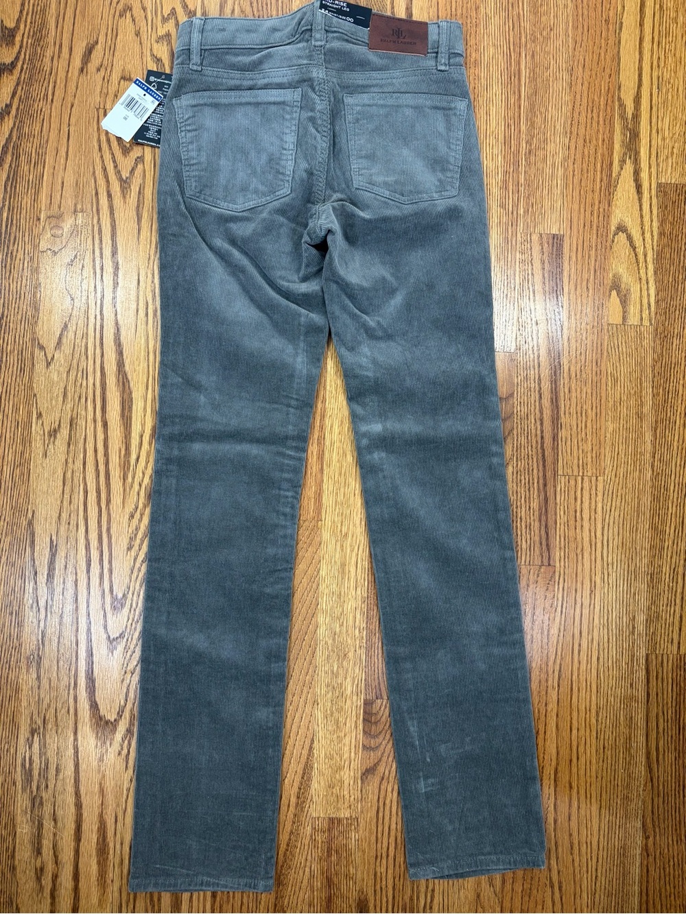 NWT LRL Gray Mid-Rise Straight-Leg Corduroy Pants (00) - Picture 3 of 10
